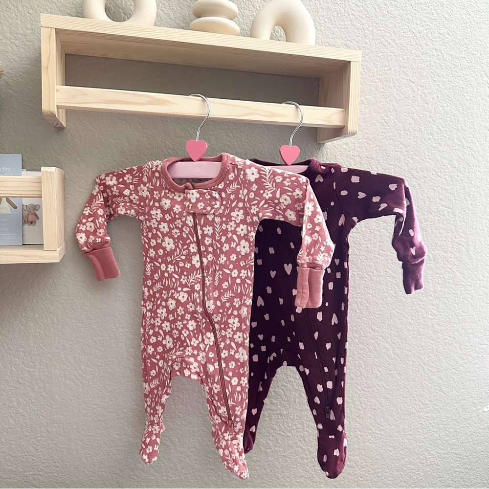 Member’s Mark Floral and Heart Print Sleep and Play Pajamas Footies